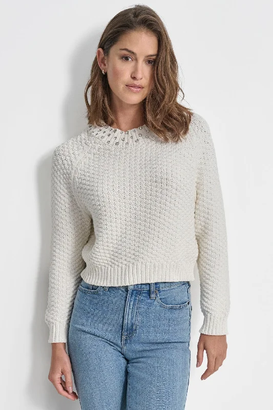 Cycling Knit TopsCRYSTAL EMBELLISHED SWEATER