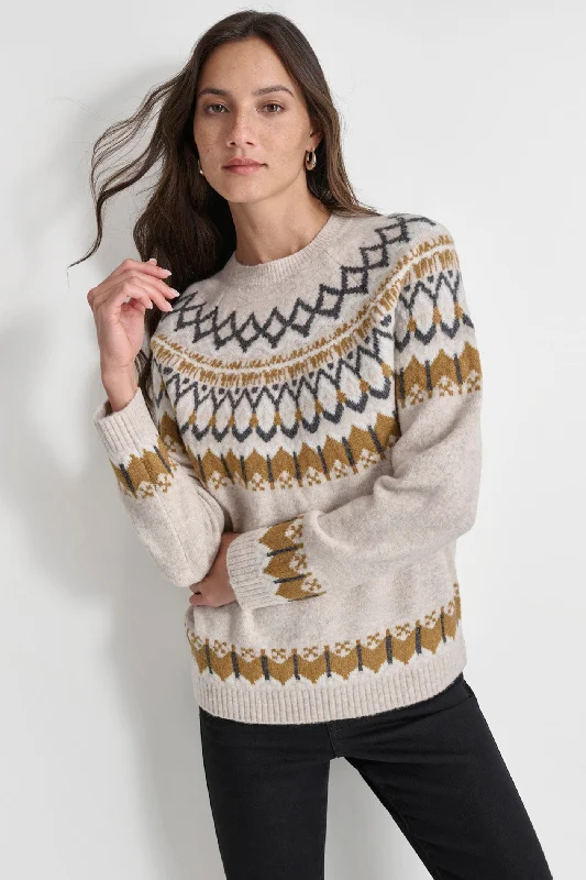 French Terry Knit TopsFAIRISLE LUREX RAGLAN SWEATER