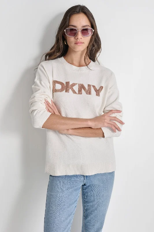 Running Knit TopsSEQUIN LOGO EMBELLISHED SWEATER