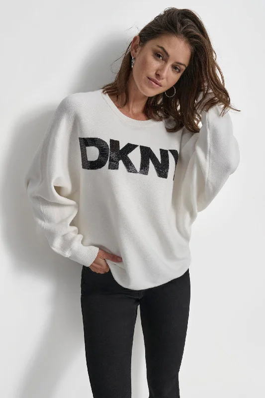 Urban Knit TopsSEQUIN LOGO SWEATER