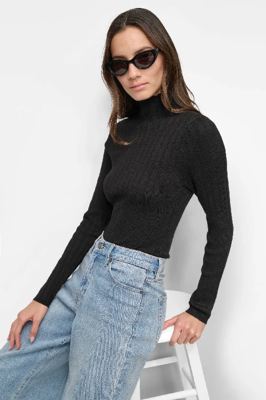 Summer Knit TopsRIBBED MOCK NECK BODYSUIT