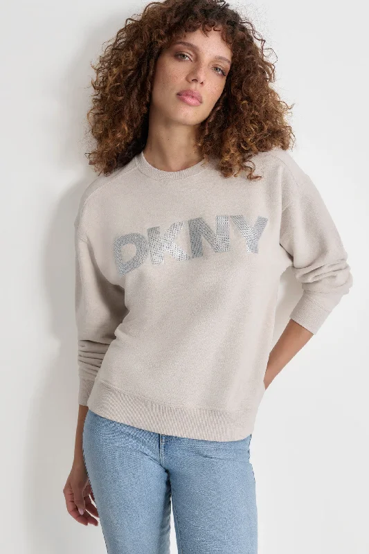 Ribbed Knit TopsSEQUIN LOGO SWEATSHIRT