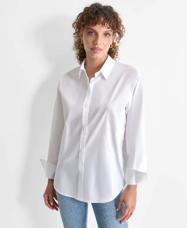 Cultural Knit TopsPOPLIN BUTTON FRONT SHIRT