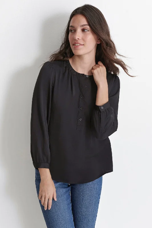 Spring Knit TopsJEWEL NECKLINE BUTTON HENLEY