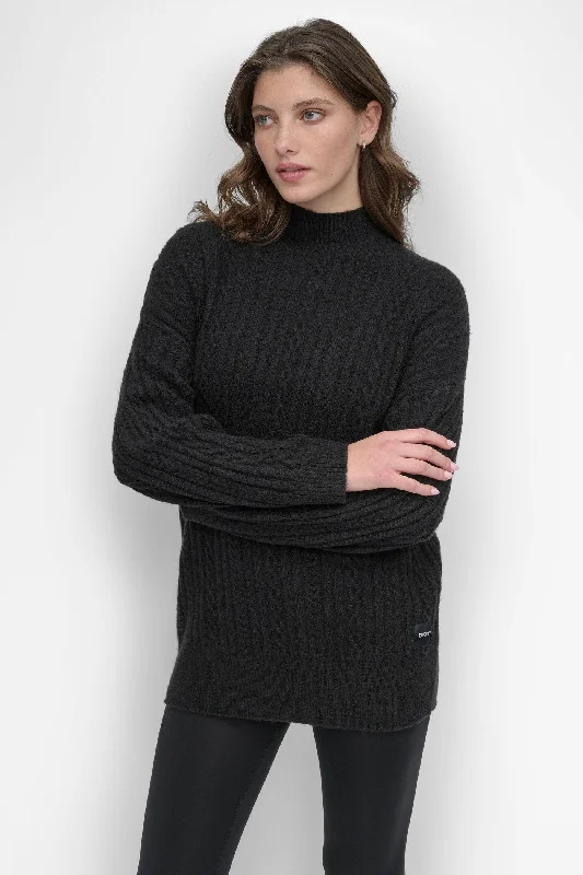 Travel Knit TopsCOZY CABLE MOCK NECK