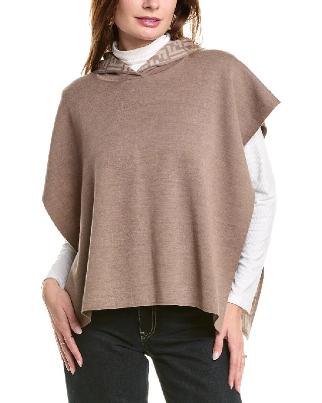 Asymmetrical Knit TopsFENDI Wool-Blend Poncho