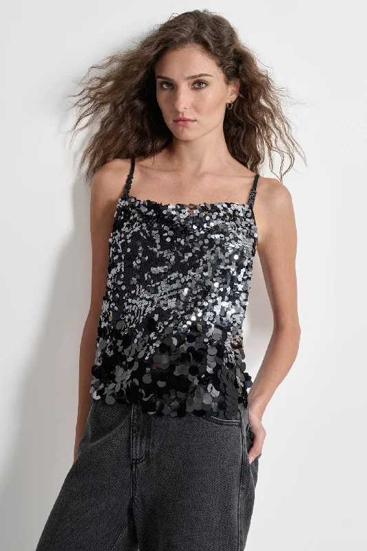 Sheer Knit TopsMULTI SCALE SEQUIN TOP