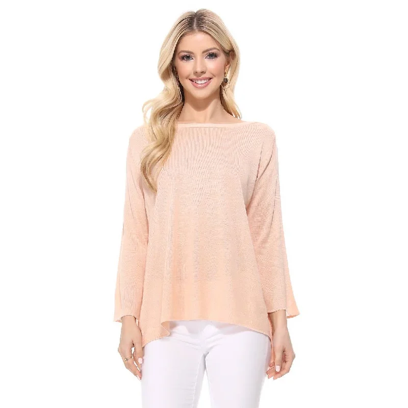 Thermal Knit TopsSemi See-through Boat neck Hi-Low Knit Top MK8139 (S-L)