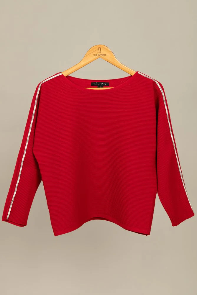 Linen Knit TopsSophisticated in Red Sweater